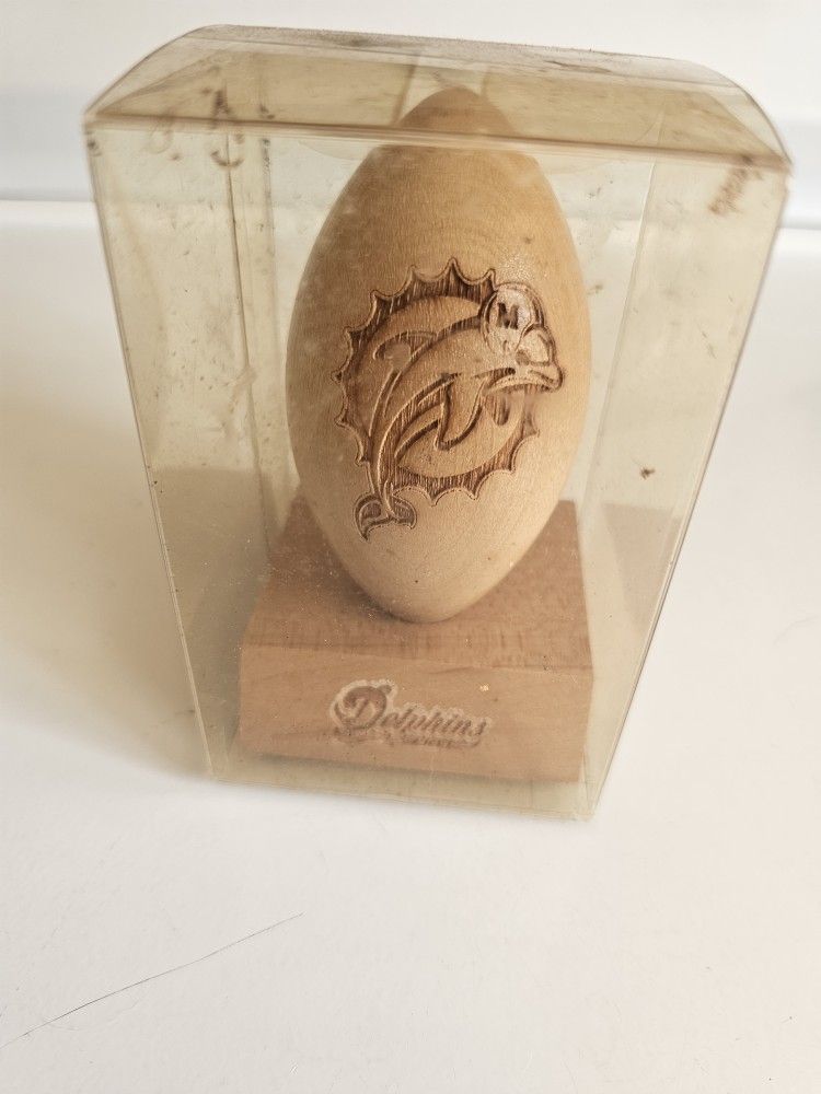 Vintage Wooden Miami Dolphins Egg