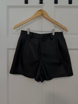 Black Faux Leather High-Waist Shorts