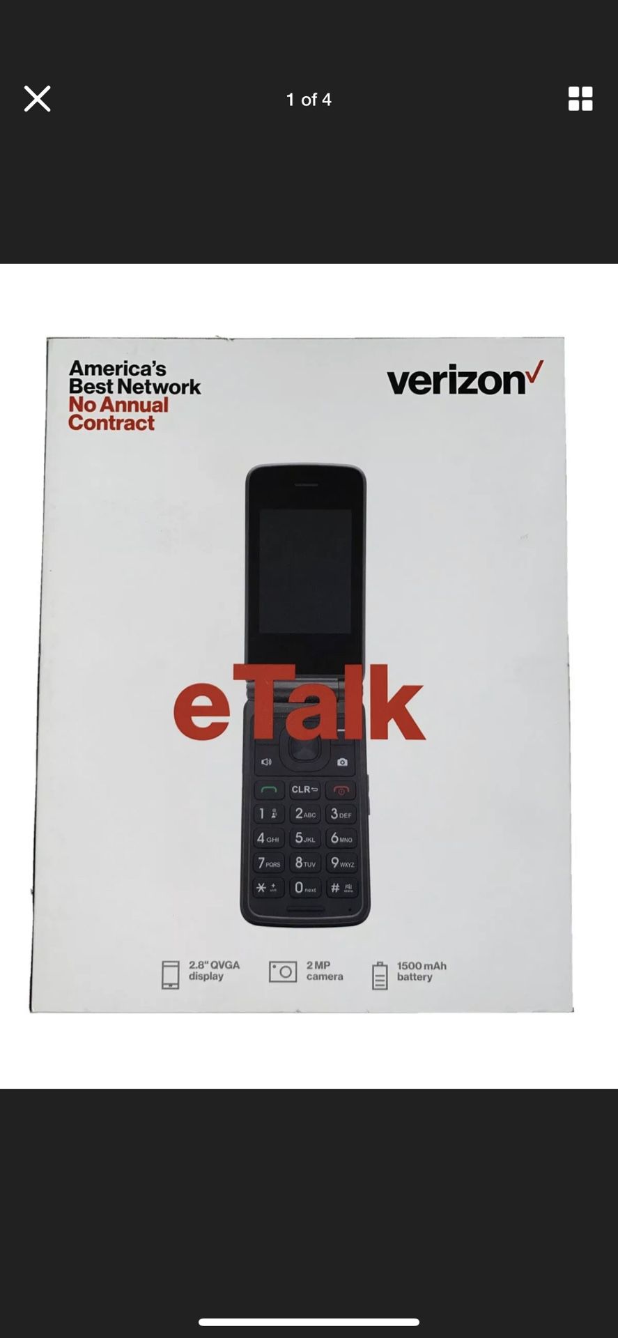 NEW Kazuna eTalk KAZ-F019 - 4GB - Gray (Verizon Prepaid) Cellular Phone NIB