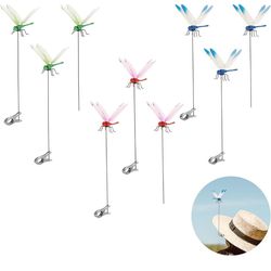 NQEUEPN 9pcs Dragonfly Clips, 3D Dragonfly Garden Decor Lifelike Dragonfly Stakes on Sticks Pole Garden Ornaments for Outdoors Patio Lawn Yard Decorat