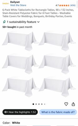 6 table cloths 90x132 new $40