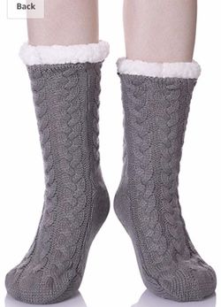 Women's Slipper Socks Christmas Gift Winter Thermal Fleece Lining Knit Fuzzy Cozy Non Slip Stockings