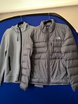 Men’s The North Face Jacket + Hooded Sweater “M” ( Both $20).