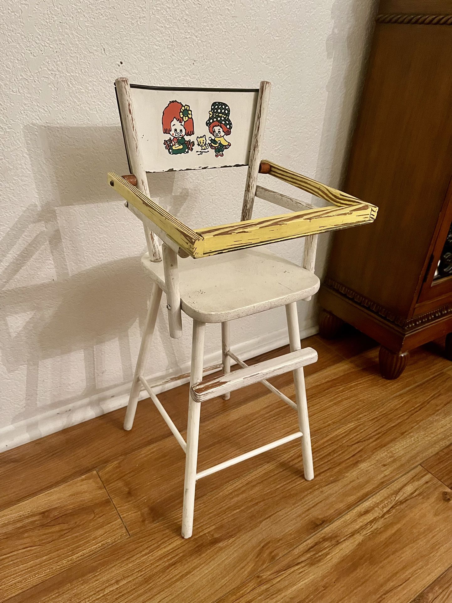 Doll High Chair Wooden Antique 