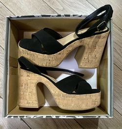 Black SODA shoes heels wedges 