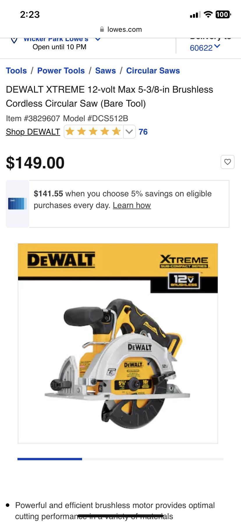 Dewalt 12 V Circular Saw