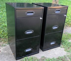 Contemporary Steel File Cabinets with Working Locks and Bonus Utility Drawers