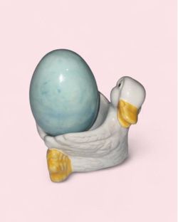 Vintage hand-painted ceramic duck egg cup