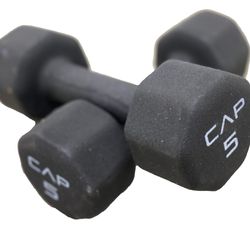 Neoprene Hex Dumbbell 5 lb/each Set of 2 Dumbbells Hand Weights. Workout Strength Training.