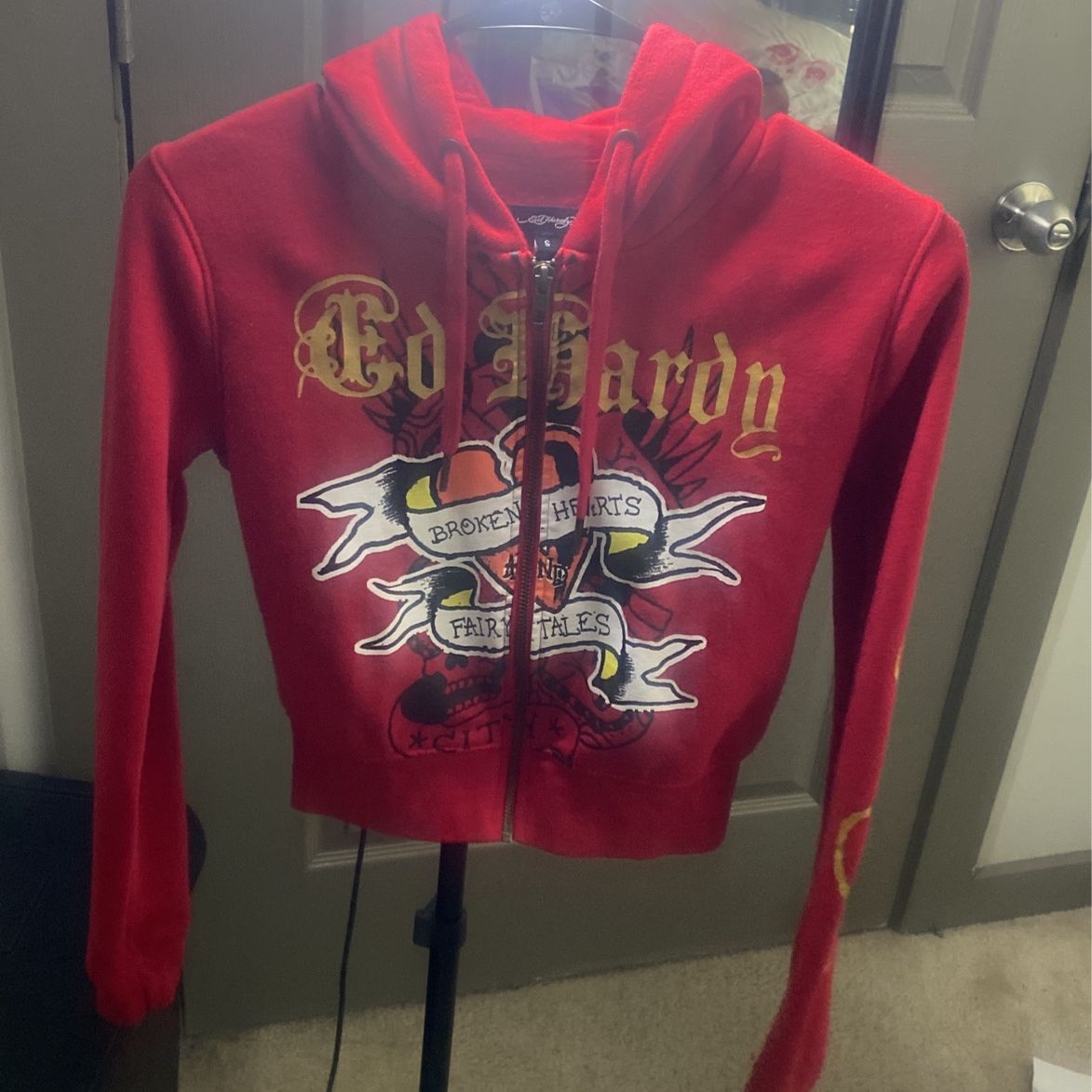 Ed Hardy RED HOODIE  Size S 