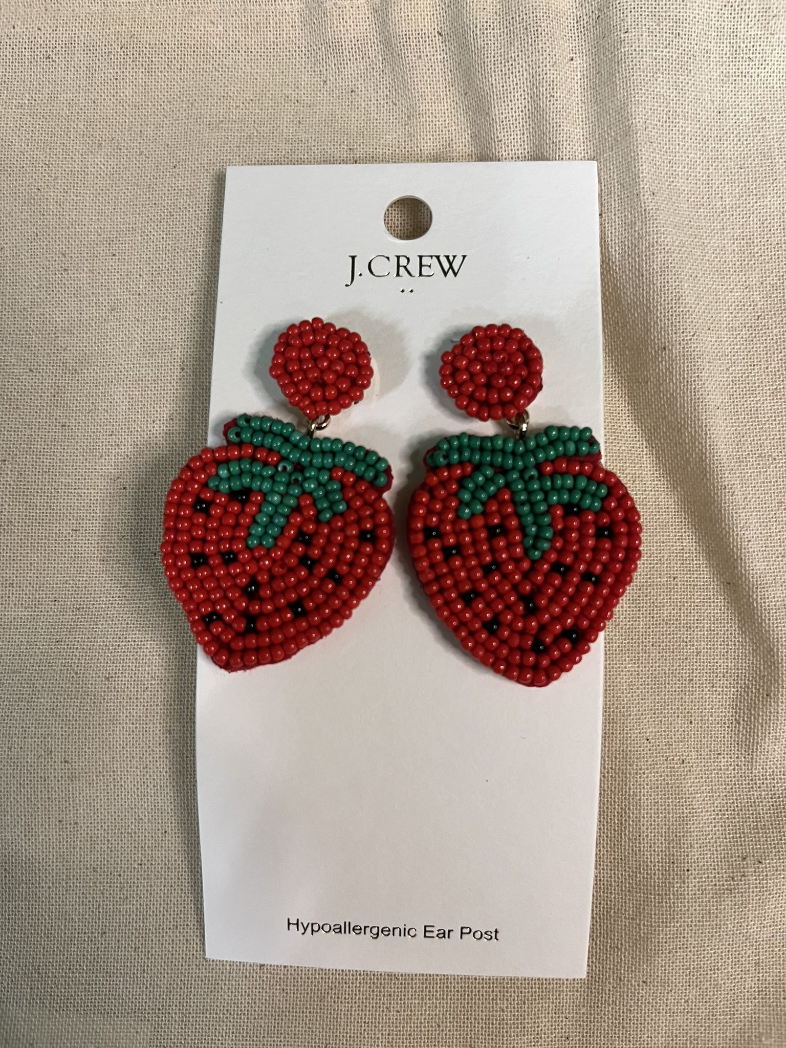 J. Crew Strawberry Beaded Earrings NWT Brand New