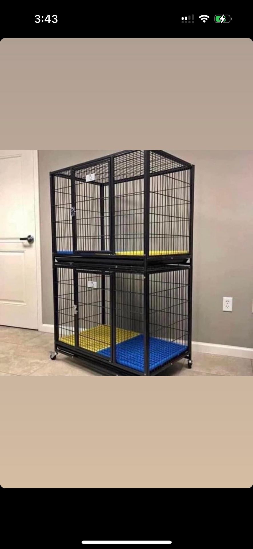 2 Heavy Duty Dog Kennels With Added Plastic Flooring