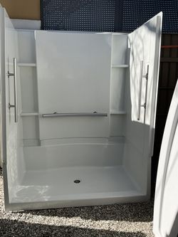 Sterling heavy duty acrylic shower w handicap bars 36” IN x 60” W x 74” H