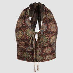 Cider plus size brown halter top