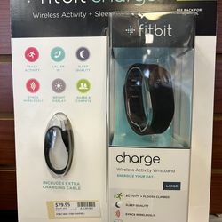 Fitbit Charge Wireless Activity + Sleep Wristband, Black, Large