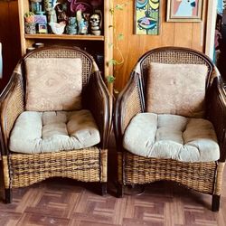 Vintage Pier 1 Imports Rattan & Wicker Armchairs 