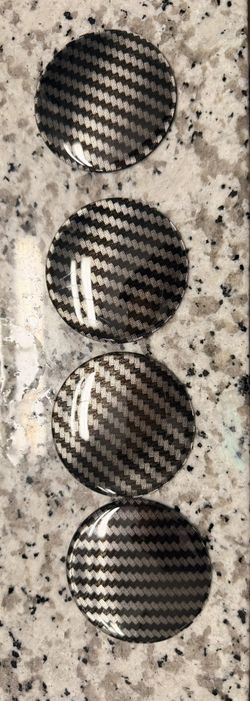 (4 Pack) Resin Carbon Fiber Stripe Wheel Center Cap Sticker Emblem Decal Dome