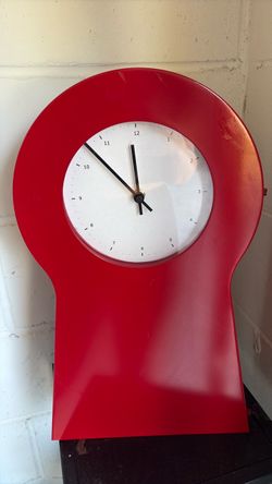Vintage IKEA PS 1999 Red Clock with Hidden Storage Cabinet – Working