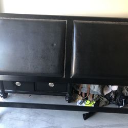 Queen Bed Set - Head Board, Foot Board With Drawers. Pl