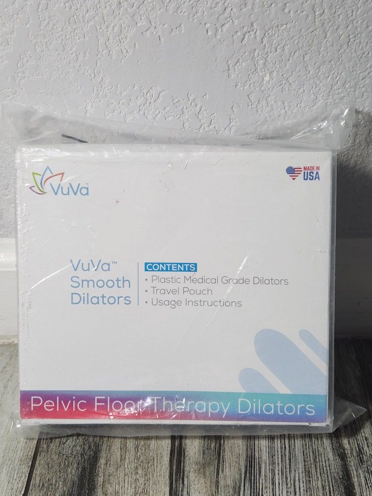 Set of 6 VuVa Soft Vaginal Dilators Six New Sizes - BPA Free - Made in USA
Brand new, factory sealed package. Come with a pink travel bag.