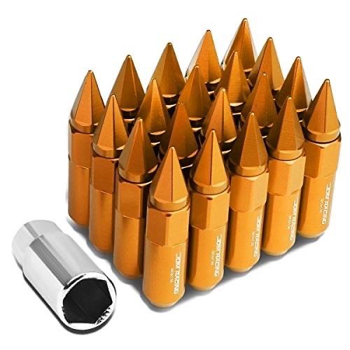  20Pcs M12 x 1.5 Open/Closed End Wheel Lug Nuts w/Deep Drive Extension, 20mm OD/90mm H, Orange