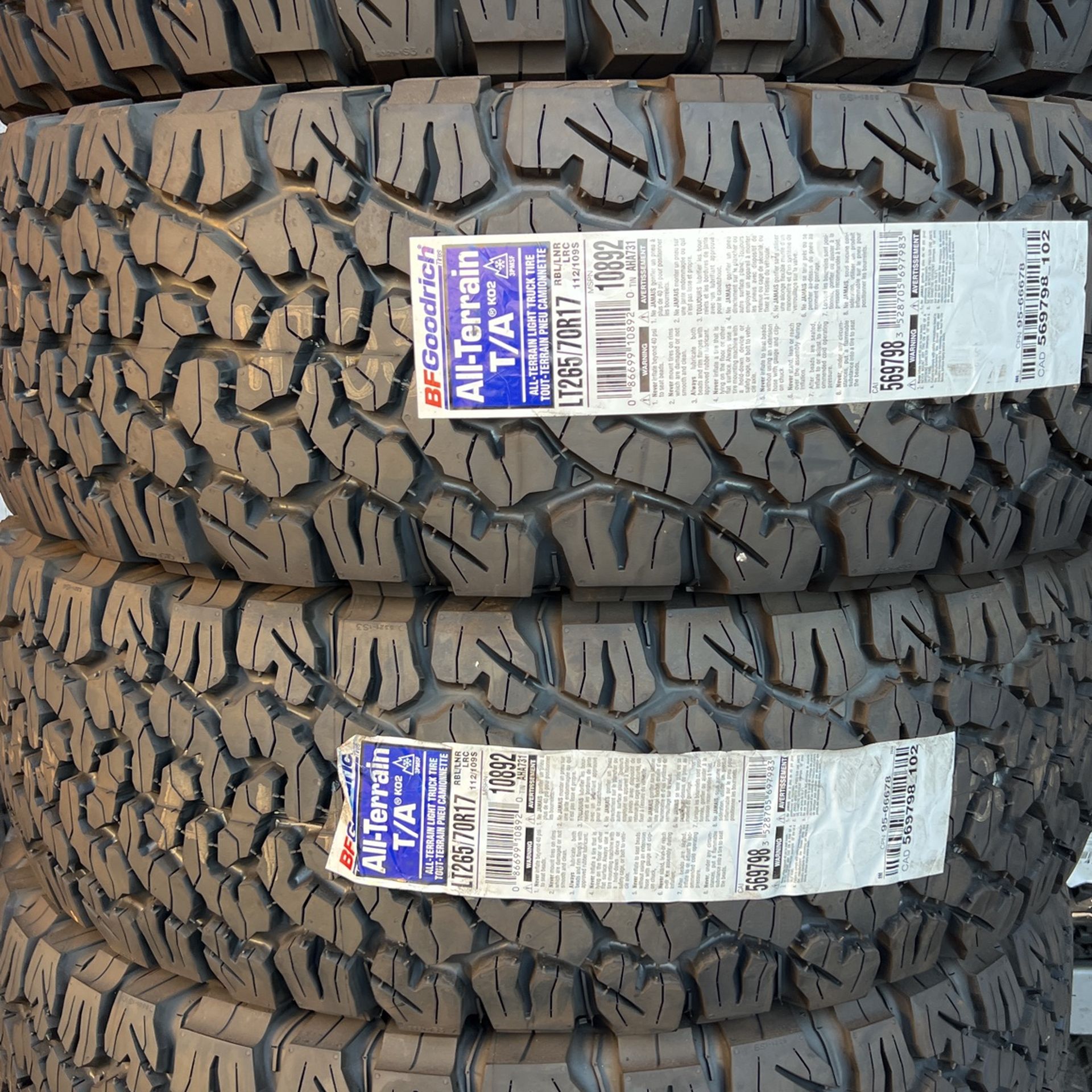 LT 265/70/17 Bfgoodrich All Terrain K02
