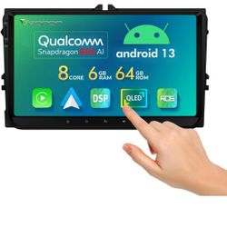 Eonon Android 13 Wireless CarPlay y Android Auto Car Stereo, 6GB RAM +64GB ROM Radio de coche, 9 pulgadas QLED pantalla táctil receptor estéreo para c