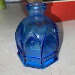 Vintage Wheaton NJ Mini Glass Ink Bottle Blue Carter Cathedral 2.5"
