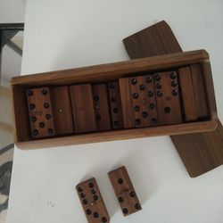 Set of 28 Double Six Dominoes In Wood. 