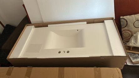 White Undermount Bathroom Sink with Three Faucet Holes