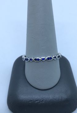 Blue Sapphire Eternity .925 Band Estate Jewelry