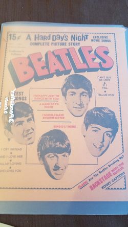 Vintage Beatle Memorabillia. 6 pieces, PLUS BEATLE WALLPAPER from 1963
