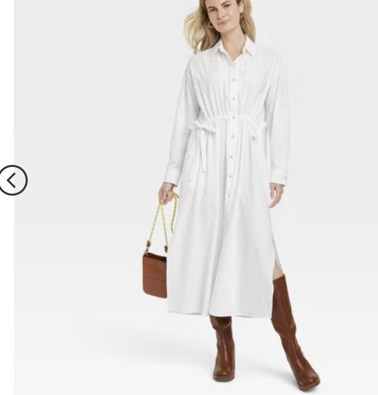 Women's Long Sleeve Cinch Waist Maxi Shirtdress - Universal Thread™ Size XS