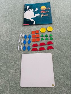 Vintage 1997 Scholastic Magnetic Pattern Blocks Math Geometry Activity Set Board