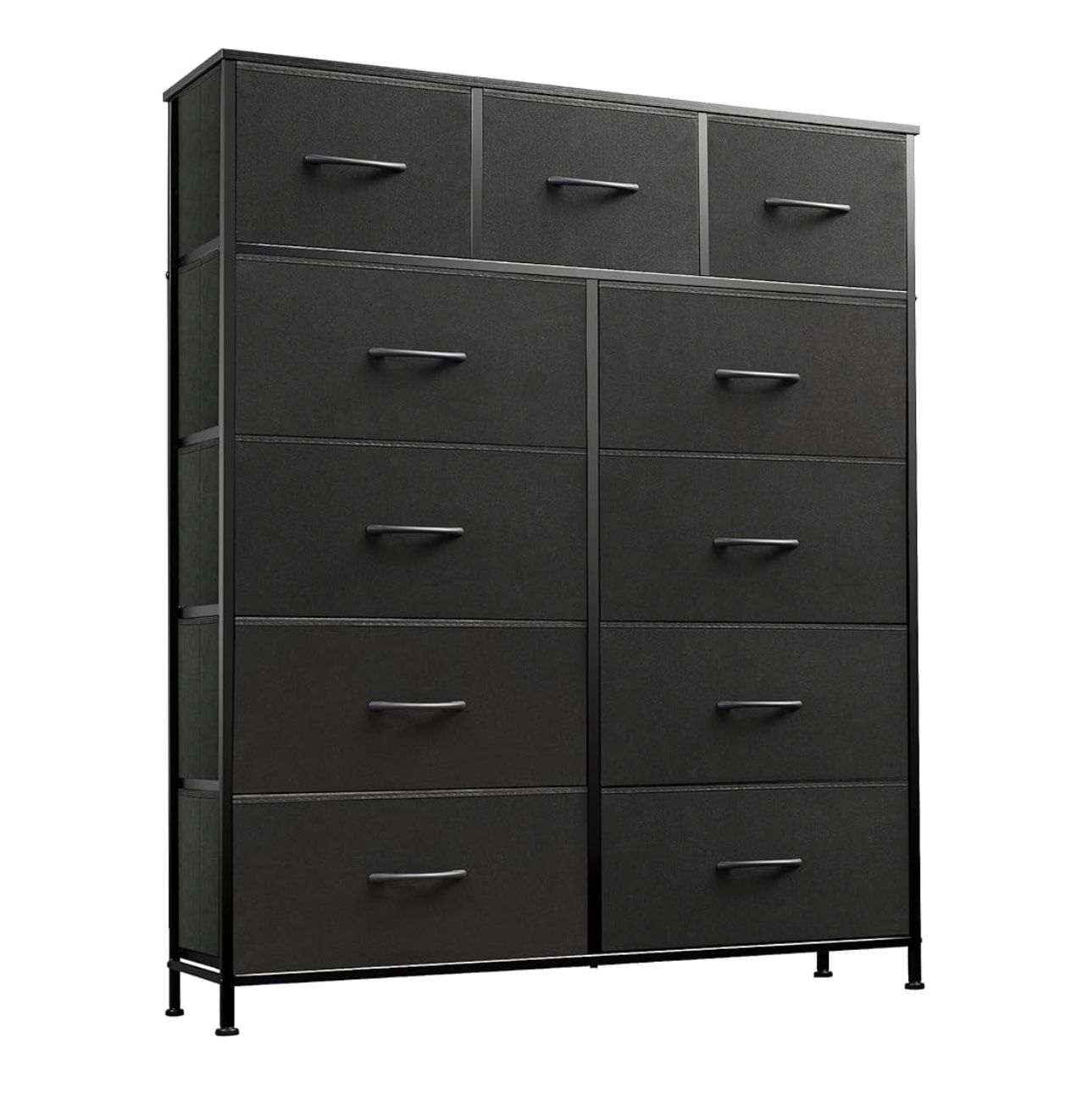 WLive Tall Dresser 11 Fabric Drawers Sturdy Metal Frame Black