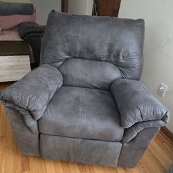 Dark Grey 3 Seater Couch With Matching Recliner 