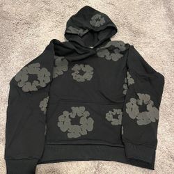 Black On Black Denim Tear Hoodie New