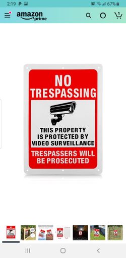 Private Property No Trespassing Sign, Video Surveillance Sign,14x10 Inch Rust Free .040 Aluminum UV Printed,Reflective and Weatherproof