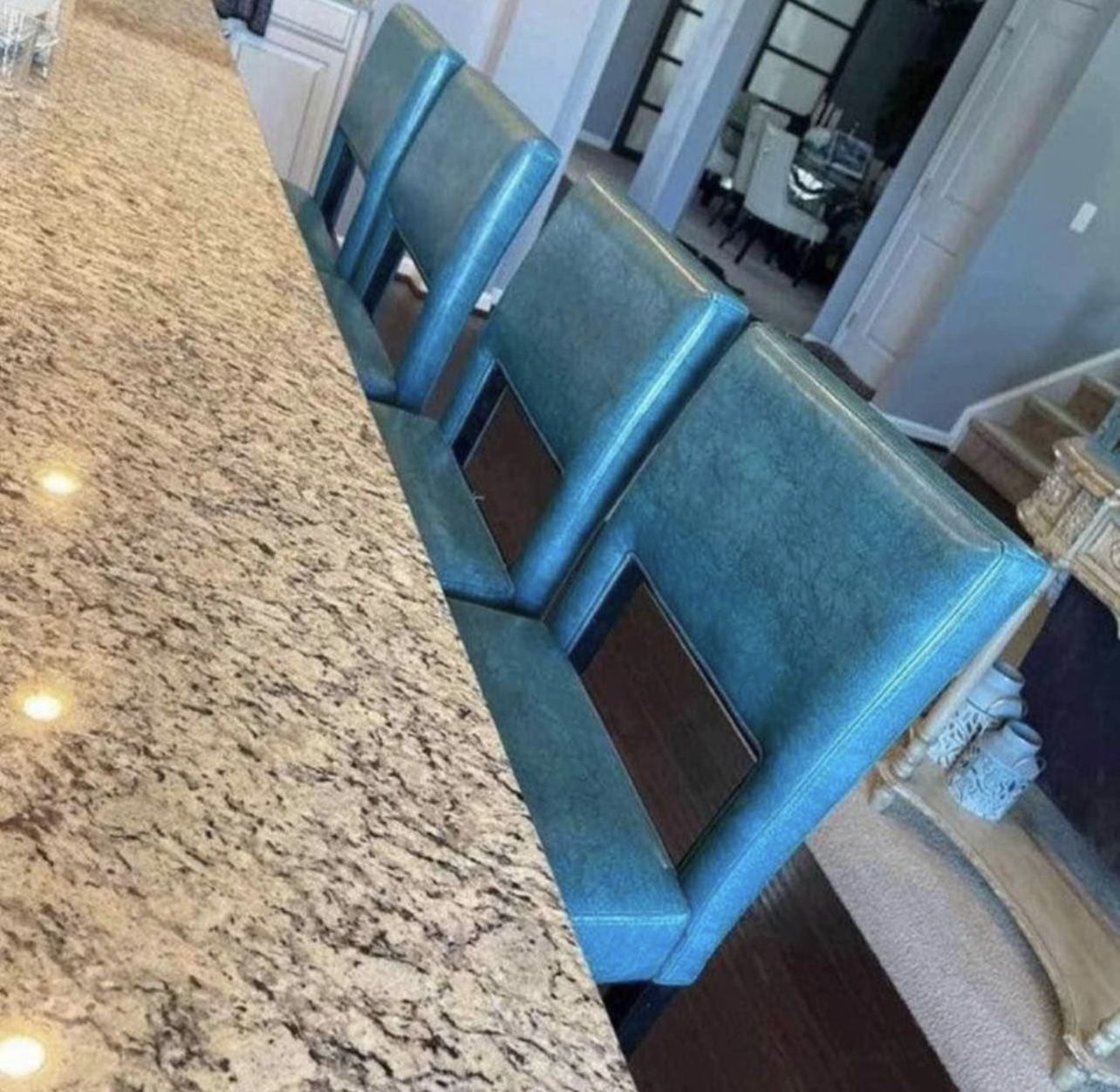 Bar Stools New in Original Packagings Set of 4 Beautiful Turquoise Upholstery.