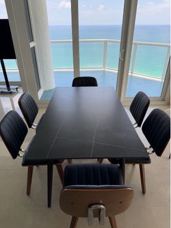 Modern 7-Piece Dining Set – Faux Marble Table + 6 Chairs – Excellent Condition