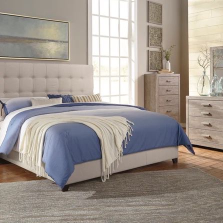 Culverbach Gray Upholstered Panel Bedroom Set ( Queen, king, twin, full bedroom set - bed frame- tall dresser, nightstand and chest, mattress options