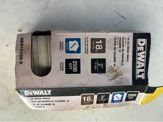 Durable DEWALT 18 GA brad nails are 2 inches in length