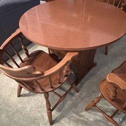 Vintage Unique One Of A Kind Solid Wood Table And 4 Chairs