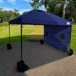 New In Box 10x10 Feet EZ Pop up Canopy Gazebo Tent For Camping Park Beach With Weight And Side Wall Navy Dark Blue Color 