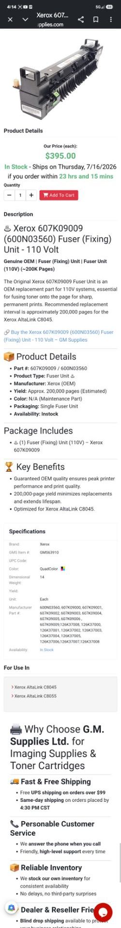 Xerox fuser