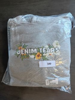 Denim Tears Floral Logo Graphic Pullover Hoodie Gray Mens Size 2XL SS26 NWT