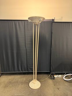 Distressed Decorative Torchiere Floor Lamp with Ram Heads