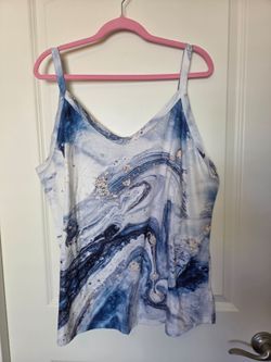 New Blue Marble Print Cami Tank Top