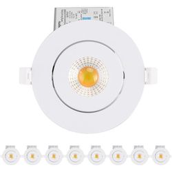 8 Pack 4 Inch Eyeball Gimbal LED Recessed Light with Junction Box 3colour Options 9 Watts 750Lm D