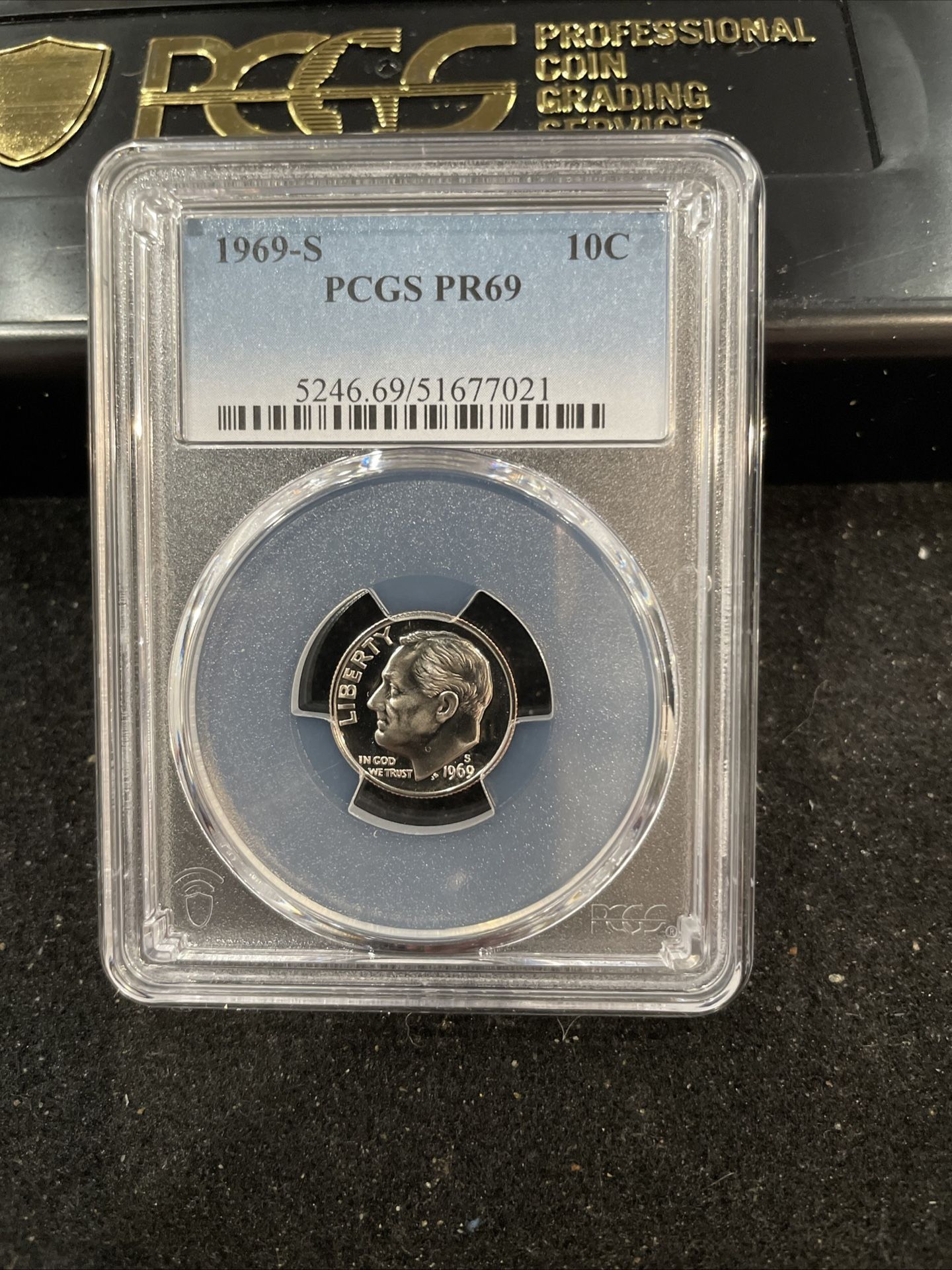 1969 S Gem Proof Roosevelt Dime Graded At PR69 With A Deep Cameo 1-6